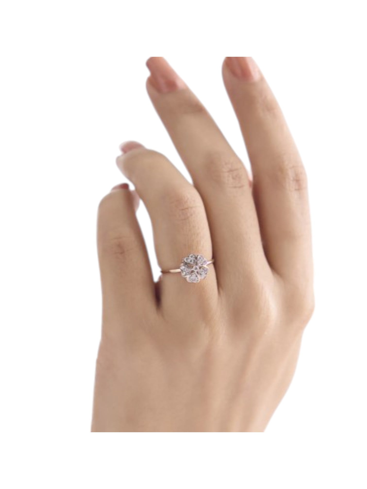 Floral Fete 925 Sterling Silver Rose Gold Plated CZ Stone Light Weight Ring For Women By Kesardeep